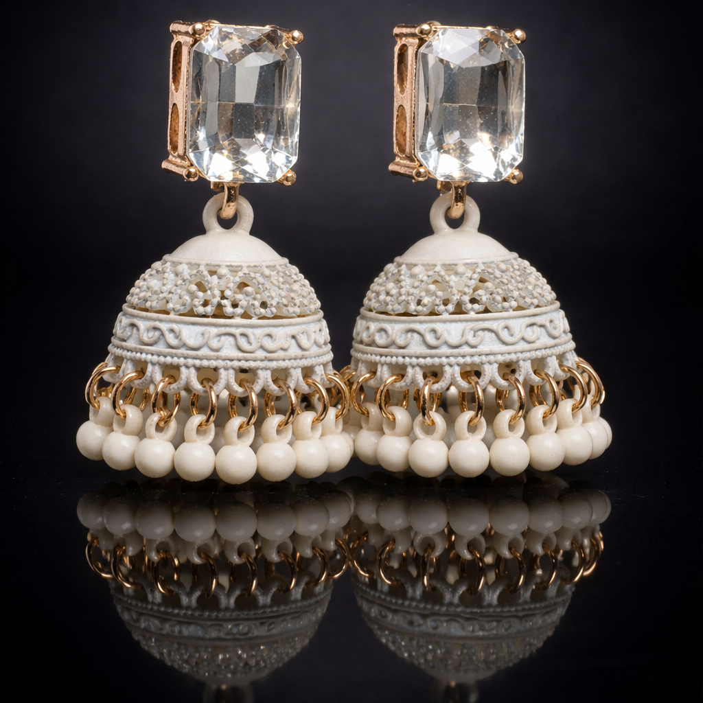 Midnight Bloom -Color Jhumka Earrings 005