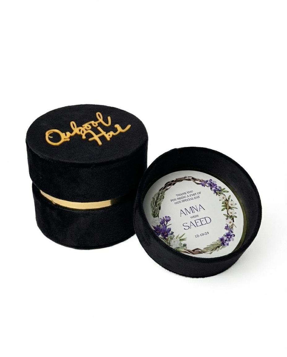 Navy Velvet Round Box