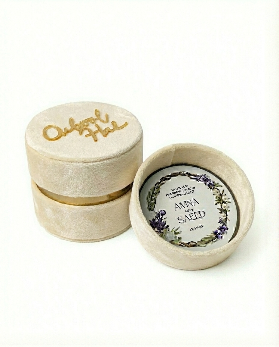 Rose Gold Velvet Round Box