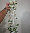 De Fleuristes White Bloom premium long kaleera gajra pair for a traditional Nikkah bride.